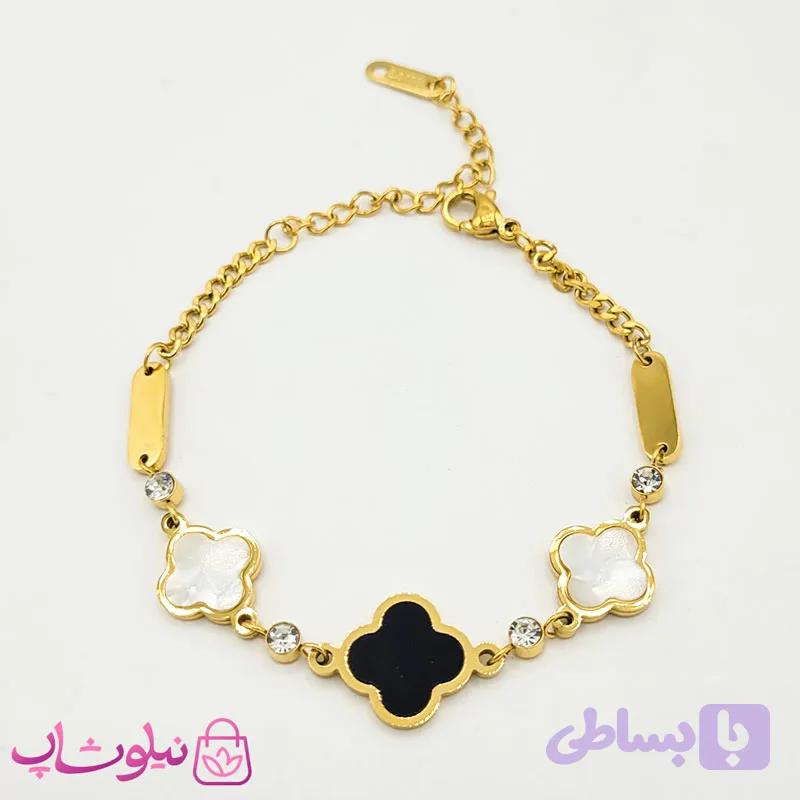دستبند زنانه ونکلیف سفید مشکی — تصویر 1