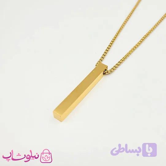 گردنبند مردانه مدل مکعب عشق طلایی کد 1498 — تصویر 1