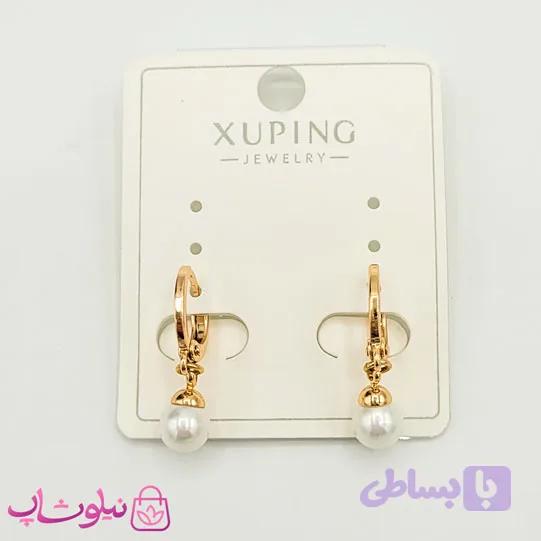 گوشواره آویز ژوپینگ مدل مروارید سفید قطر 6 میل کد 3191 — تصویر 1