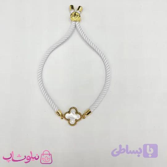 دستبند زنانه آسانسوری بندی مدل ونکلیف سفید کد 90
