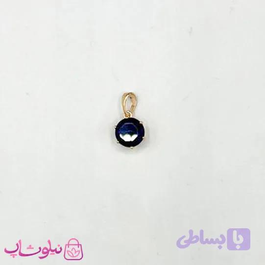 آویز گردنبند زنانه طرح تک نگین سرمه ای تیره مینیمال 6 میل کد 791