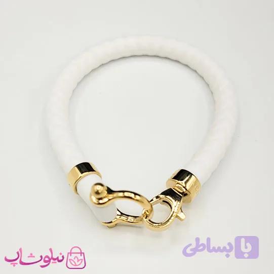 دستبند امگا رابر سفید با قفل طلایی سایز لارج کیفیت مستر کد 1100 — تصویر 1