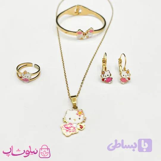 سرویس بدلیجات کودکانه دخترانه مدل هلوکیتی صورتی کد 333