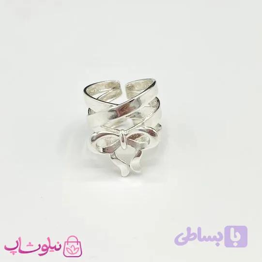 انگشتر زنانه طرح پاپیون آبکاری نقره کد 150