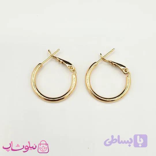 گوشواره حلقه ای دخترانه ژوپینگ طلایی قطر 2.5 سانت کد 2091
