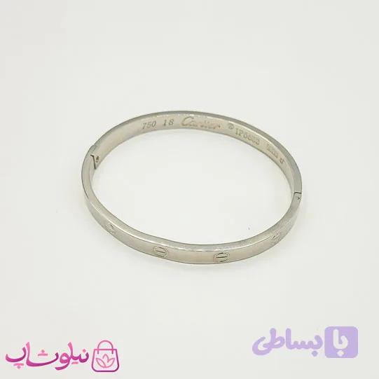 دستبند زنانه مردانه مدل کارتیه لاو نقره ای کد 259 — تصویر 1