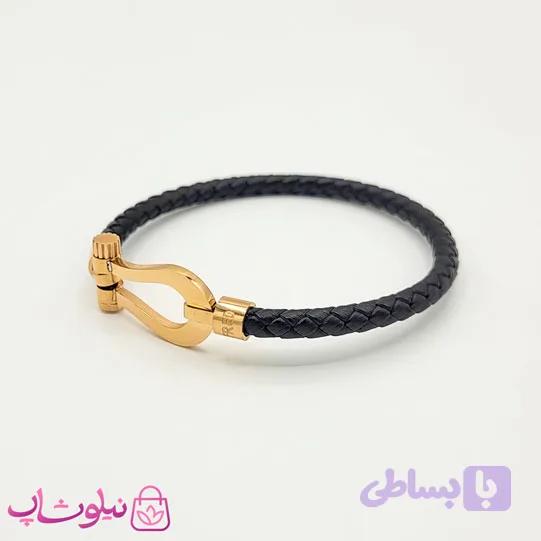 دستبند مردانه فرد Fred مشکی رزگلد — تصویر 1