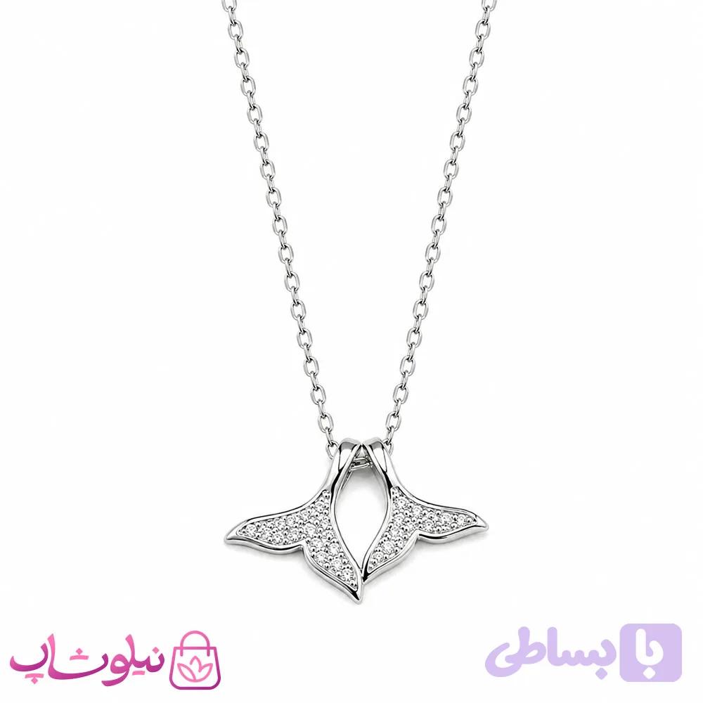 گردنبند زنانه نقره ظریف وارداتی عیار 925 مدل دم وال دو عددی وزن 2/120 گرم — تصویر 1