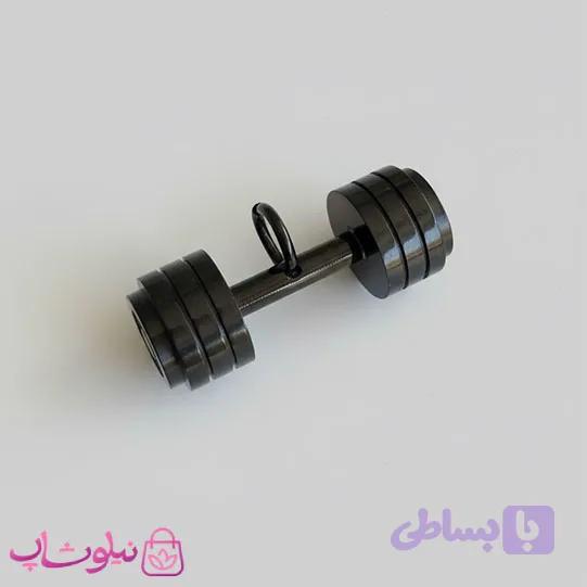 گردنبند اسپرت مدل دمبل ورزشی مشکی استیل (اندازه پلاک درشت) کد 300 — تصویر 1