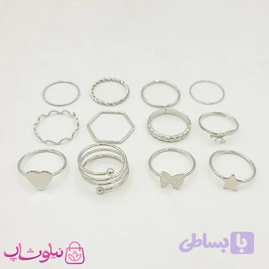 پک انگشتر و بند انگشتی سیلور 12 عددی