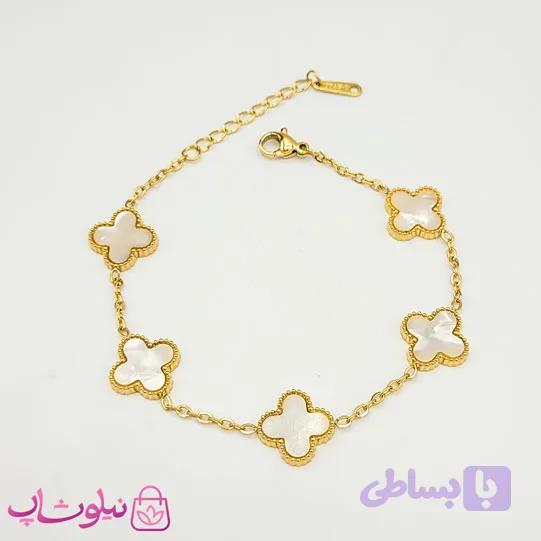 دستبند دخترانه مدل ونکلیف سفید کد 159 — تصویر 1