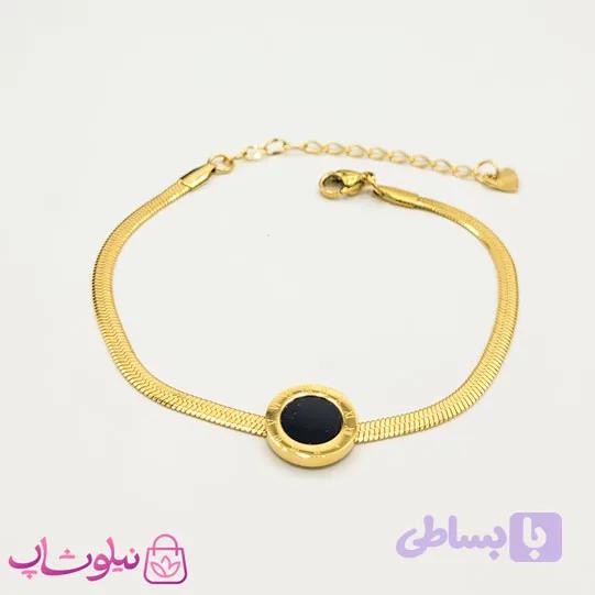 دستبند دخترانه بولگاری استیل طلایی کد 895 — تصویر 1