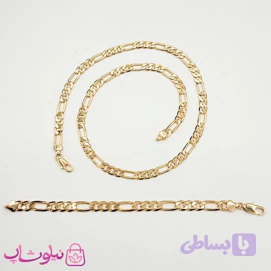 گردنبند/ دستبند زنانه ژوپینگ مدل فیگارو طلایی — تصویر 1