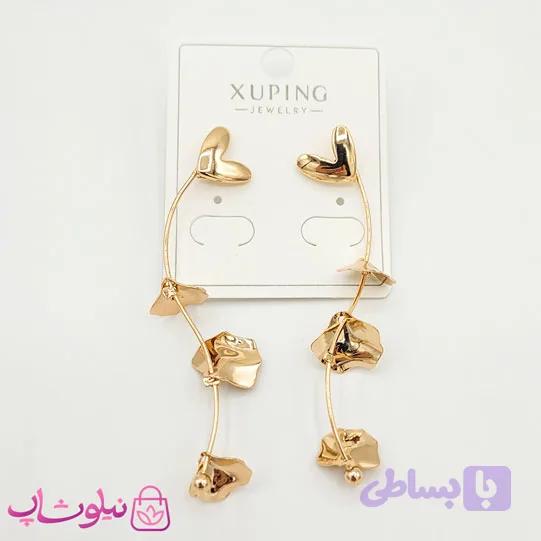 گوشواره آویز ژوپینگ مدل قلب و برگ کد 1491