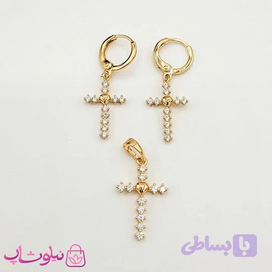نیم ست دخترانه ژوپینگ طرح صلیب نگیندار کد 2191