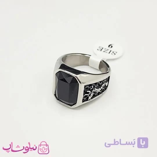 انگشتر مردانه استیل مدل دراگون (اژدها) فول مشکی کیفیت مستر کد 750