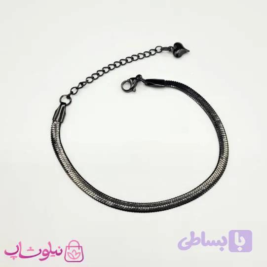 دستبند دخترانه هرینگبون مشکی استیل 4 میل کد 792 — تصویر 1