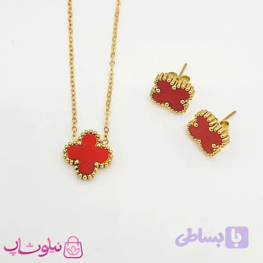 ست گردنبند و گوشواره دخترانه ونکلیف قرمز کد 1691 — تصویر 1