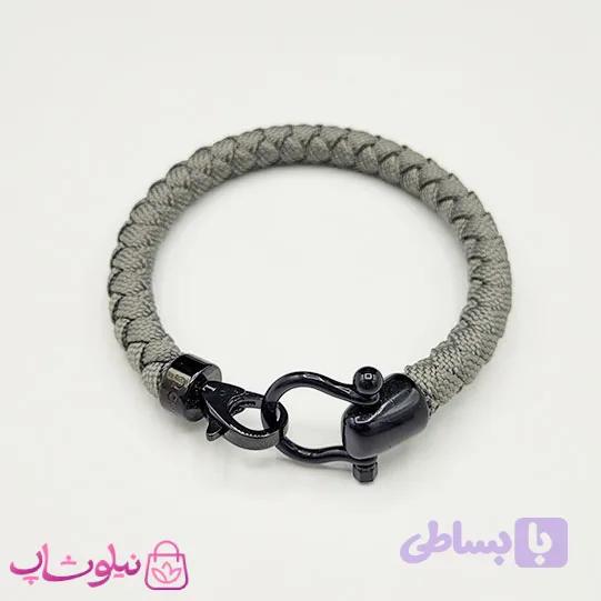 دستبند امگا مردانه کنفی طوسی با قفل مشکی کیفیت مستر کد 1100 — تصویر 1