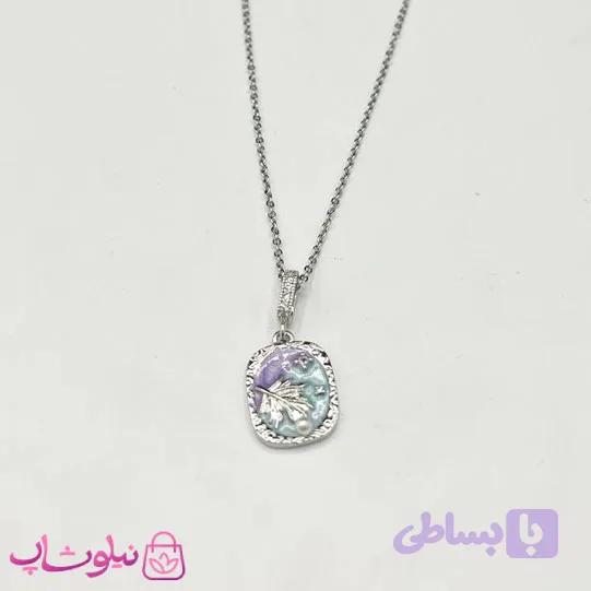 گردنبند زنانه میناکاری شده طرح برگ کد 98