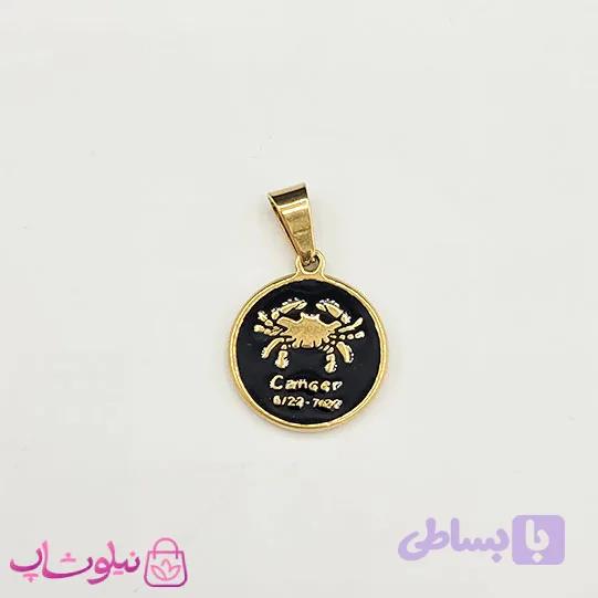 گردنبند ماه تولد تیر طرح خرچنگ (cancer) استیل طلایی مشکی (ظریف) کد 130 — تصویر 1