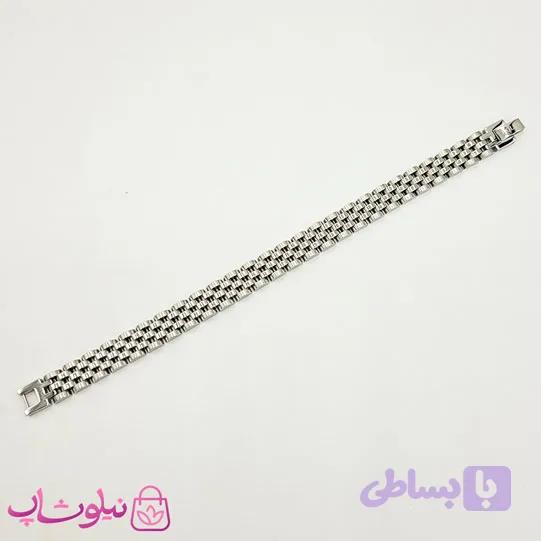 دستبند مردانه زنانه استیل طرح رولکس نقره ای کد 750 — تصویر 1