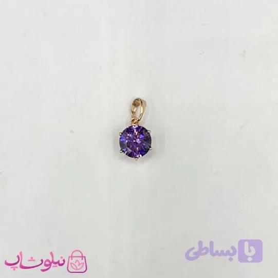 آویز گردنبند زنانه ژوپینگ طرح تک نگین بنفش مینیمال 9 میل کد 1291
