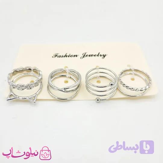 پک انگشتر زنانه 7 عددی نقره ای