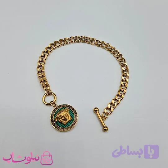 دستبند زنانه ورساچه مدل شیر سبز برجسته کد 2592 — تصویر 1