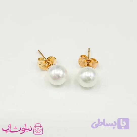 گوشواره میخی ژوپینگ مرواریدی سفید کد 459 — تصویر 1