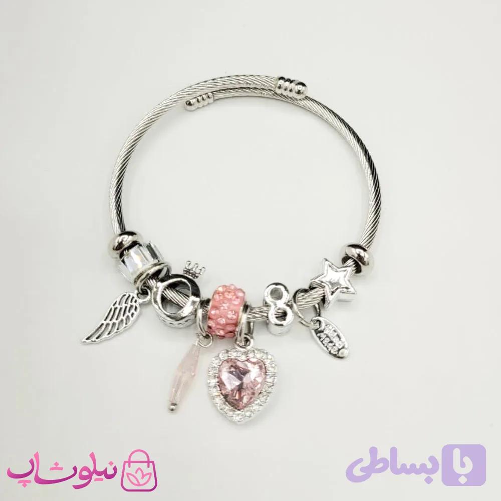 دستبند زنانه پاندورا نقره ای مدل بال فرشته کد 200
