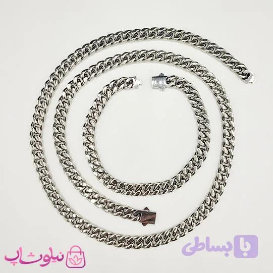 ست گردنبند و دستبند مردانه Cartier کارتیه قفل اصلی کد 1300 — تصویر 1