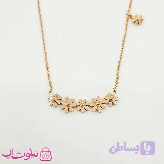 گردنبند دخترانه ظریف طرح گل رزگلد کد 999