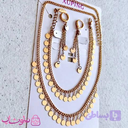 سرویس زنانه ژوپینگ مدل پولکی (آویزهای دایره) کد 3000
