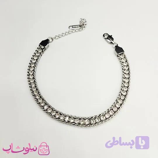 دستبند زنانه ترکیب کارتیه و تنیسی نگین سفید کد ۵۸۰ — تصویر 1