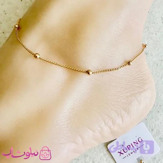 پابند زنانه ژوپینگ مدل توپی طلایی رنگ کد 470