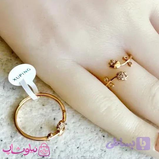 انگشتر زنانه ژوپینگ مدل گل رز طلایی کد 2991