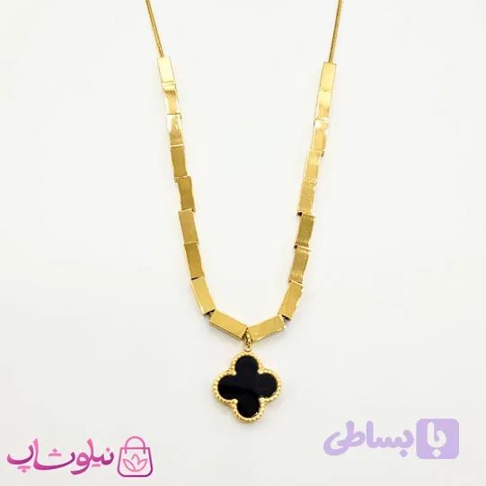 گردنبند دخترانه مدل ونکلیف مشکی سفید کد 1791 — تصویر 1