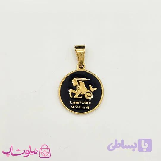 گردنبند ماه تولد دی نماد بزکوهی (capricorn) استیل طلایی مشکی (ظریف) کد 130 — تصویر 1