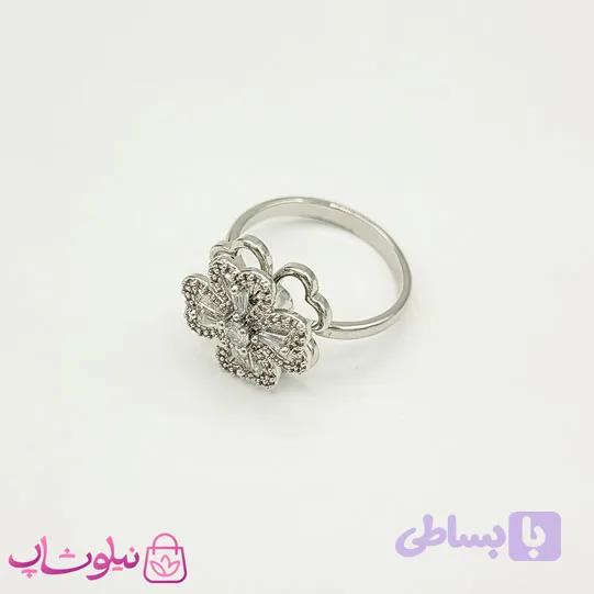 انگشتر دخترانه اسپینری (چرخان) مدل گل نقره ای کد 788 — تصویر 1