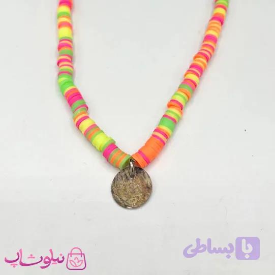 گردنبند زنانه فیمو با رنگ نارنجی زرد سبز کد 30