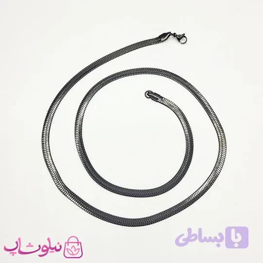 زنجیر مردانه هرینگبون مدل مشکی استیل 60 سانت 5 میل کد 220 — تصویر 1