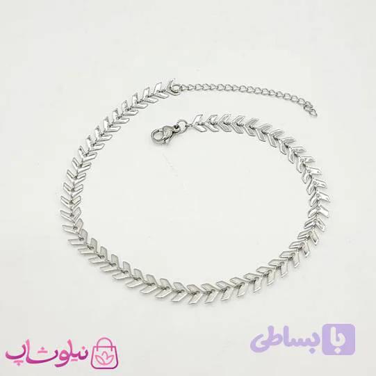 پابند زنانه استیل مدل گندم نقره ای کد 691 — تصویر 1