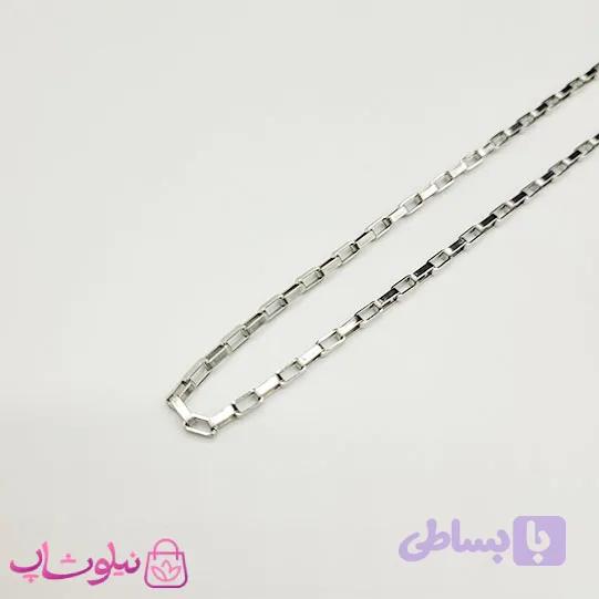 زنجیر گردنبند زنانه باکس (آجری) استیل نقره ای 45 سانت 2 میل کد 991