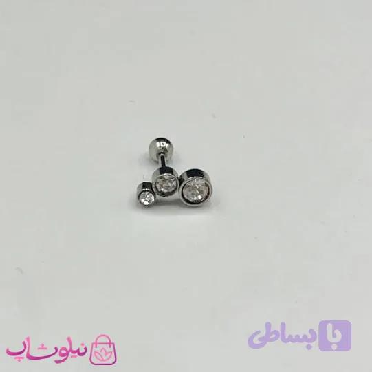 پیرسینگ گوش طرح سه نگین دایره ای کد 31