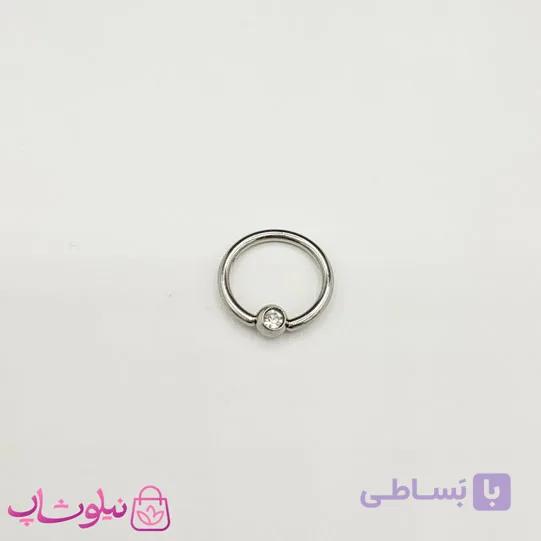 پیرسینگ بینی سپتوم یا گوش دیث مدل captive bead ring تک نگین سفید کد 515