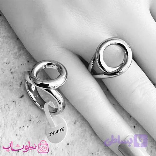انگشتر زنانه ژوپینگ نقره ای رنگ مدل دایره مارپیچ کد 3591