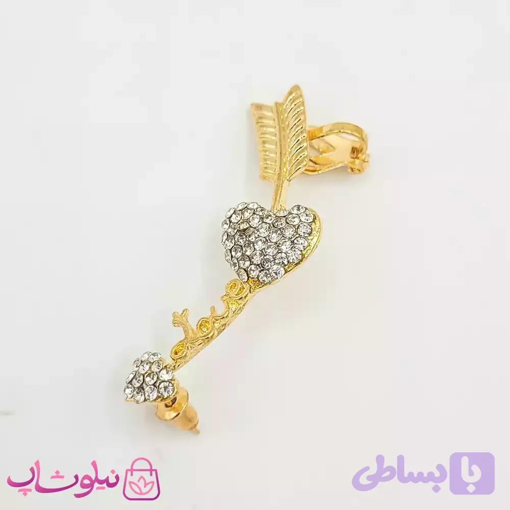 گوشواره لاله گوشی طرح تیر و قلب