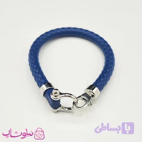 دستبند امگا رابر سرمه ای مردانه قفل نقره ای کیفیت مستر کد 650 — تصویر 1