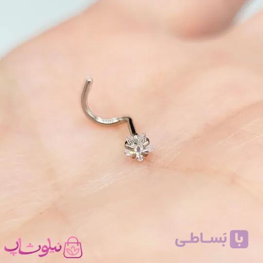 پیرسینگ بینی L مدل نگین ستاره سفید 3 میل کد 56